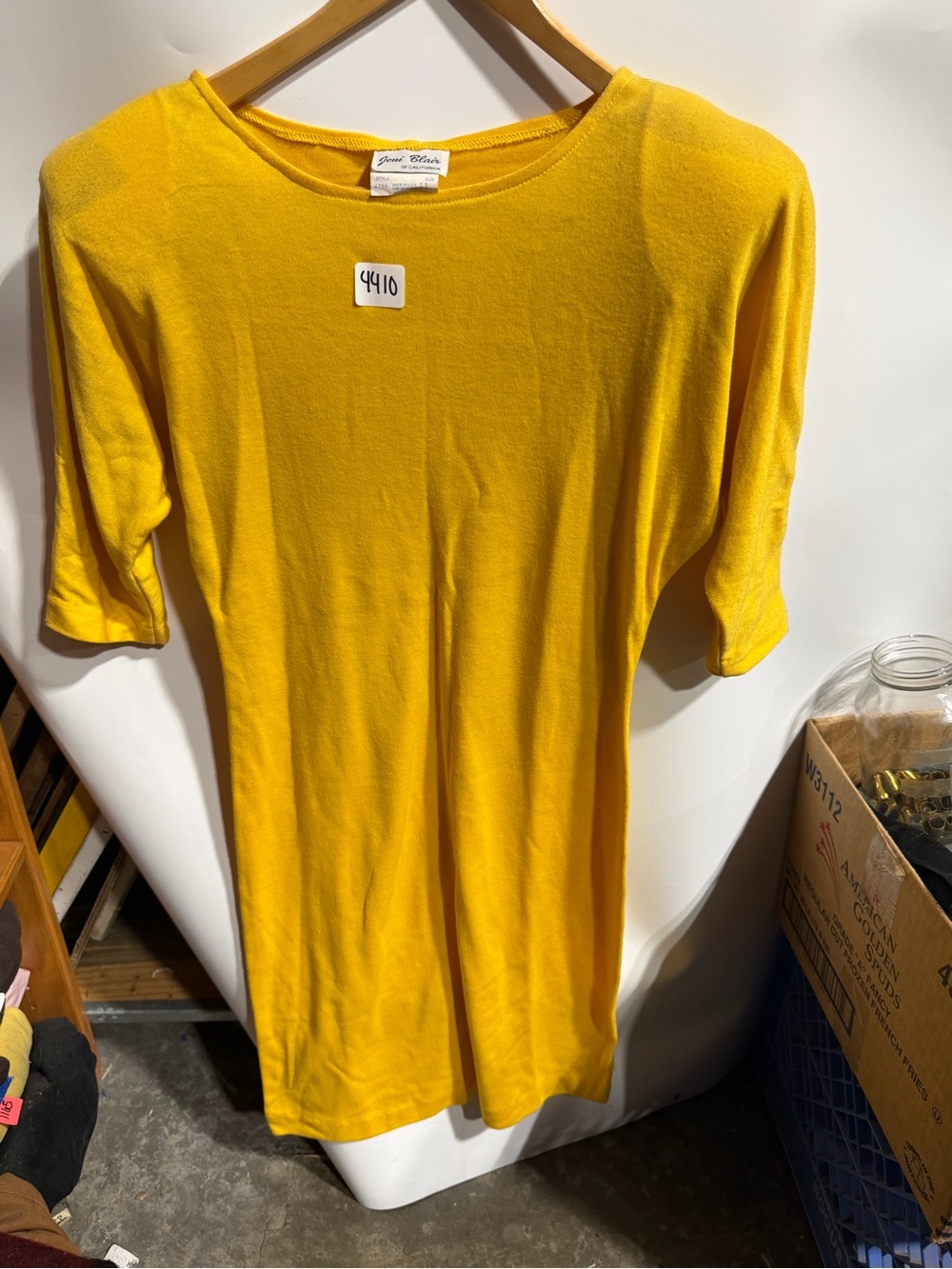 #4410-Joni Blair Mustard Yellow Knit Midi Dress